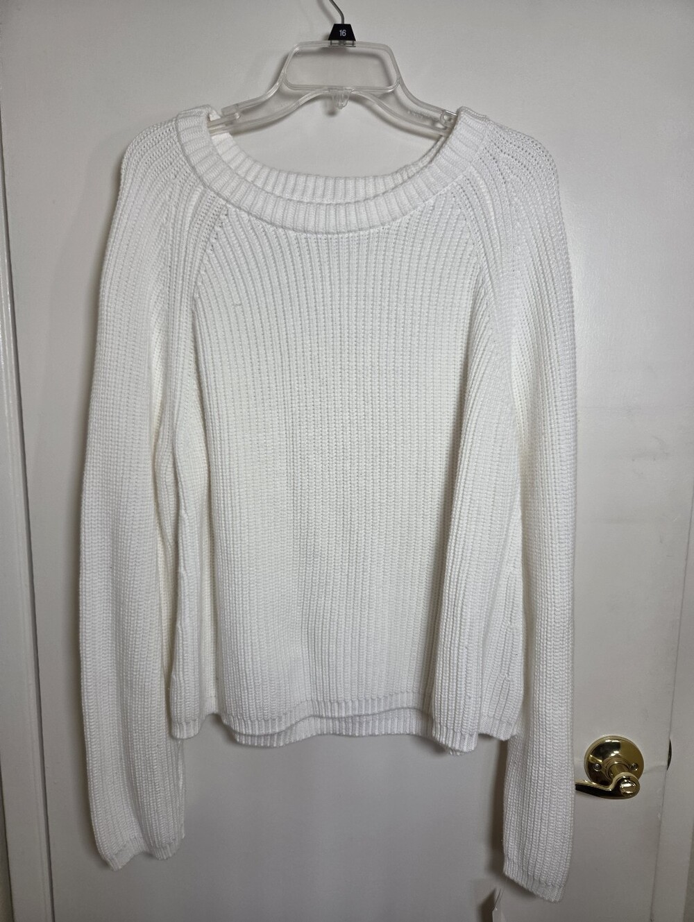 Quince Women’s 100% Organic Cotton Fisherman Crew Sweater Ivory Size XL Oldmoney